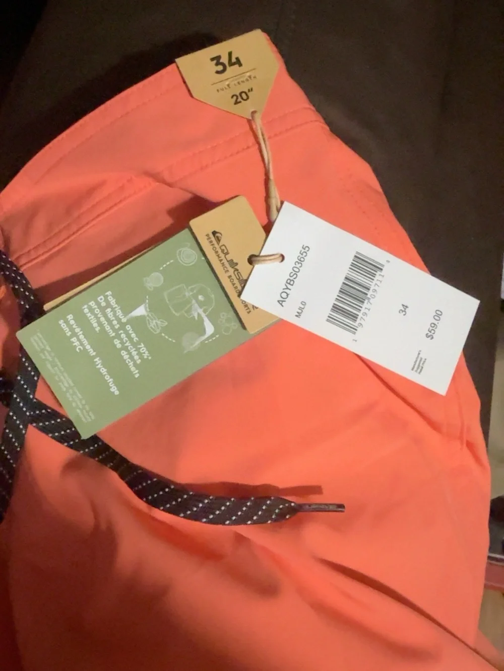 Quiksilver Surfsilk Kaimana 20” Boardshorts Men’s 34 Coral Orange NWT